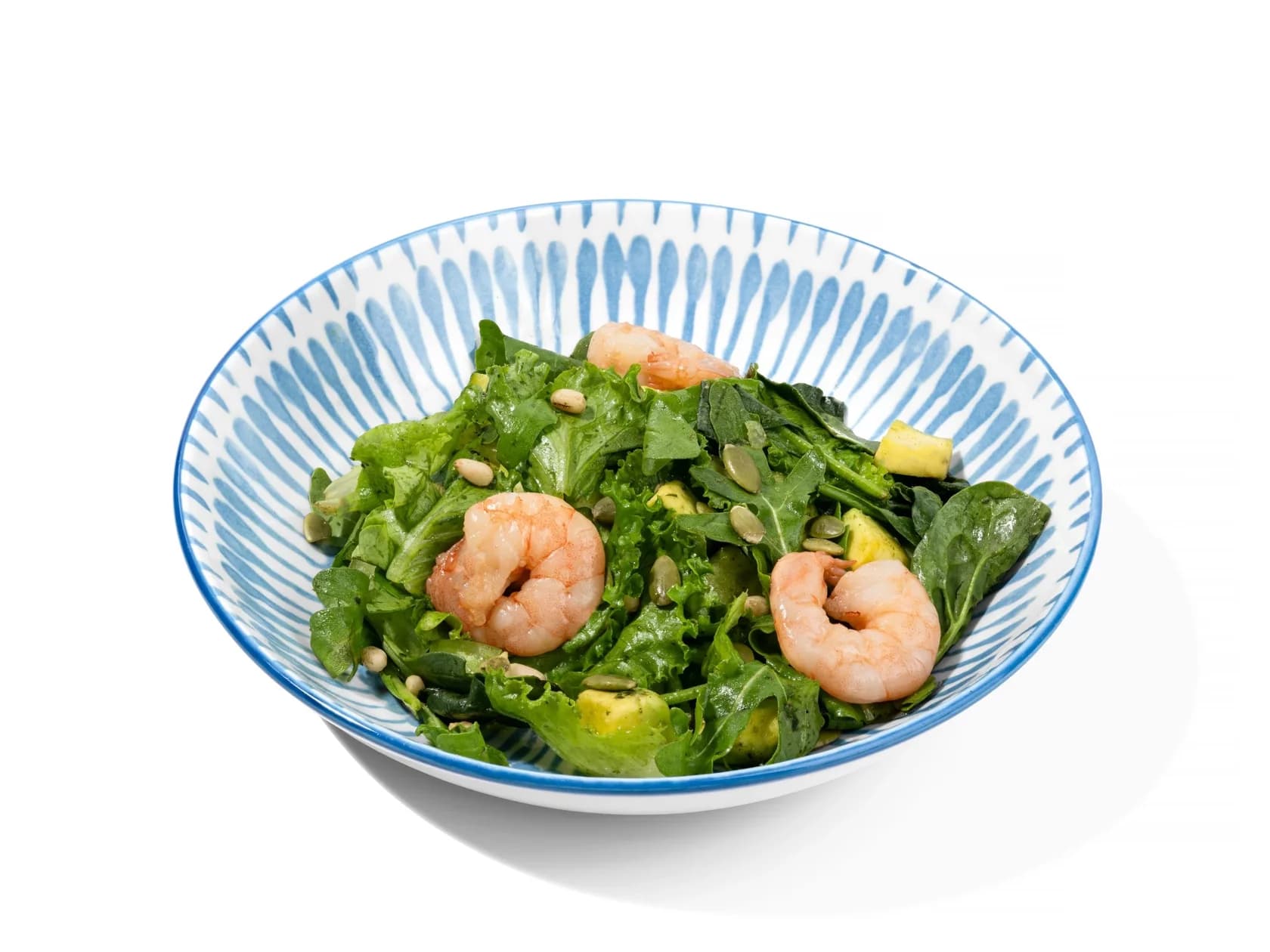 зеленый салат с креветками